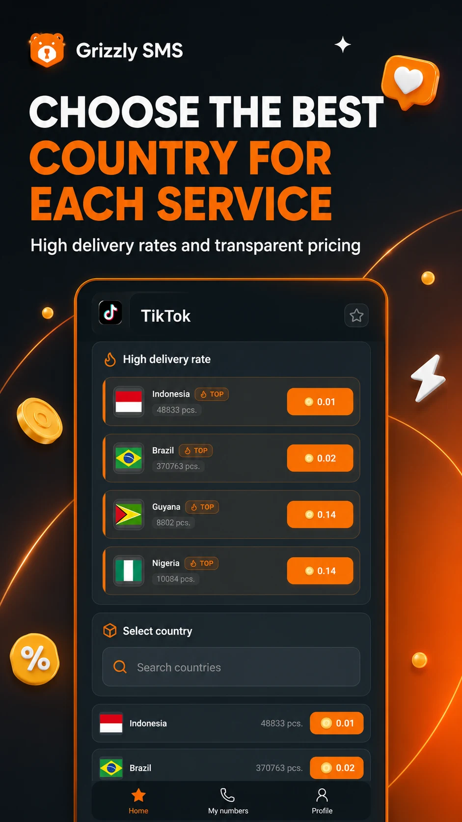 Grizzly SMS: Virtual Numbers screenshot
